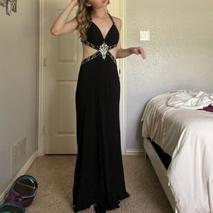 NV Couture Open Back Black Dress